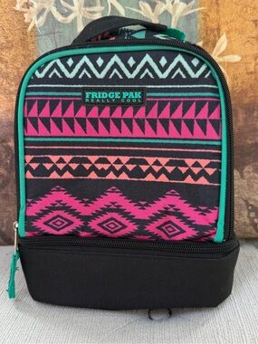Kids Insulated Lunch Bag - Pink & Teal Aztec